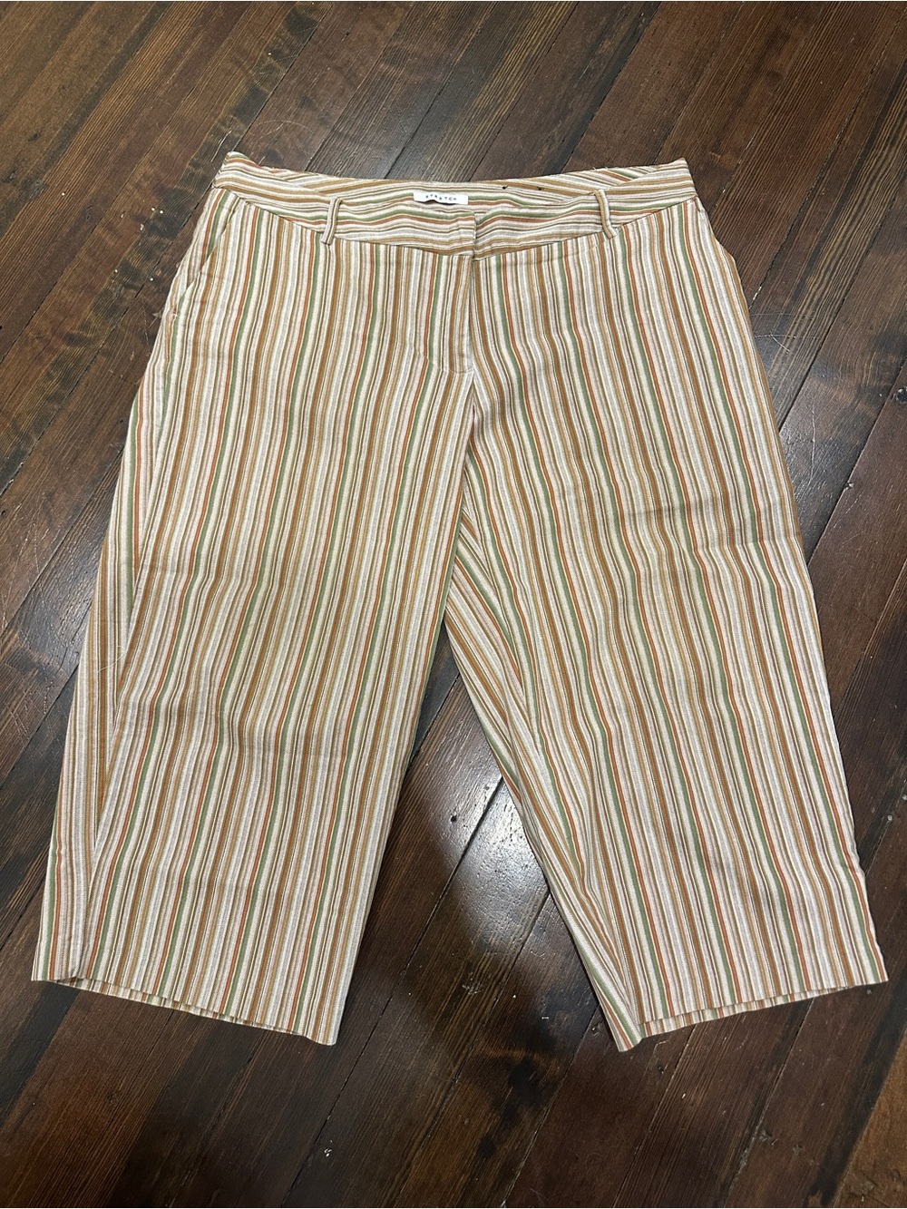 George Women’s Plus 18W Striped Capri Pants in Cream, Tan & Green